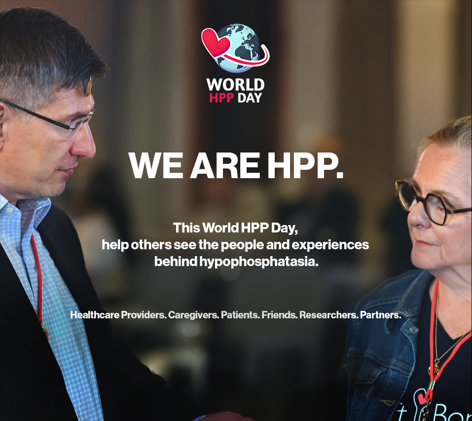 A healthcare provider and caregiver in conversation, shown in the We Are HPP World HPP Day campaign.